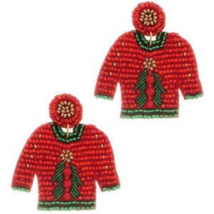 Christmas Sweater Seed Bead Post Earrings